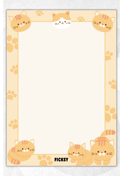 A5 Kedi Bloknot Çizgisiz Defter - 50 Yaprak - Memopad - Notepad - Not Defteri - Not Kağıdı Sarı Sarı