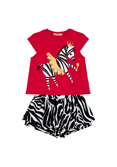 Balerin Zebra Kız Çocuk T-Shirt Şort Takım