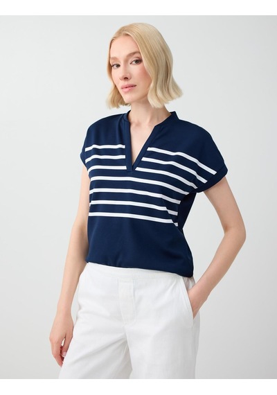 Jimmy Key Jimmy Key Lacivert Çizgi Desenli Kolsuz V Yaka Örme Sweatshirt 6sw235709494