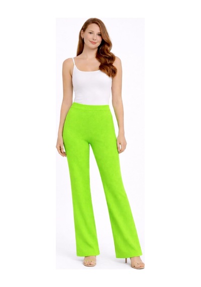 Neden Tekstil Beli Lastikli Bol Paça Polyester Pantolon - Yeşil