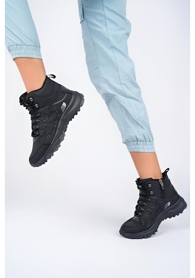 Muggo Alaska Unisex Garantili Trekking Outdoor Bağcıklı Yandan Fermuarlı Kışlık Bot Siyah -siyah