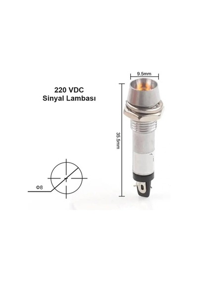 Ic-225 8mm Sinyal Lambası Metal 220v Sarı