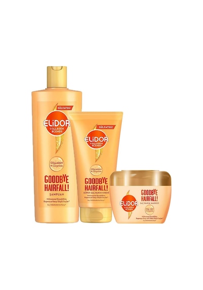 Elidor Collagen Blends Şampuan 350ml Saç Bakım Kremi 170ml Saç Bakım Maskesi 160ml Saç Dökülme Karşıtı 3lü Set Dökülen