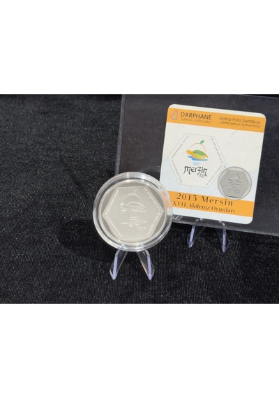 2013 Mersin Xvıı. Akdeniz Oyunları 50 Türk Lirası 925 Ayar Gümüş Proof Sertifikalı