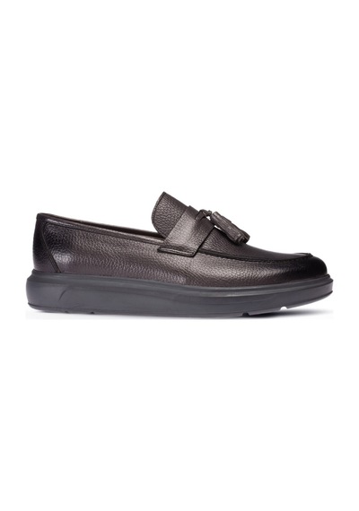 Deery Hakiki Deri Gri Püsküllü Comfort Erkek Loafer Ayakkabı Gri