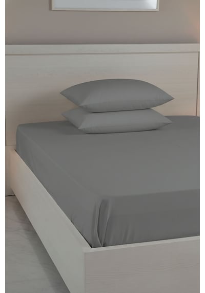 %100 Pamuk Ranforce Premium King Size Lastikli Çarşaf Seti - Koyu Koyu Gri