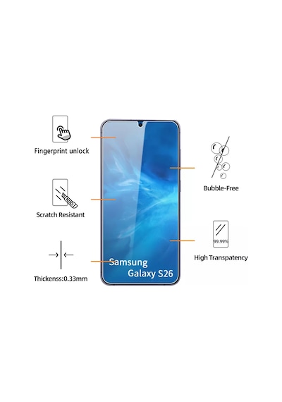 Samsung Galaxy S26 İle Uyumlu Ekran Koruyucu Şeffaf Temperli Kırılmaz Cam Ekran Koruyucu 3 Adet