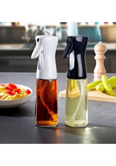 200 Ml Dekoratıf Tabancalı Spreylı Cam Yağdanlık Şışe Beyaz