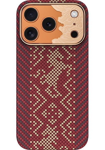 Apple iPhone 17 Pro Max Kılıf M-safe Uyumlu Karbon Fiber Benks Knight Armorair Kevlar Kapak Kırmızı Kırmızı