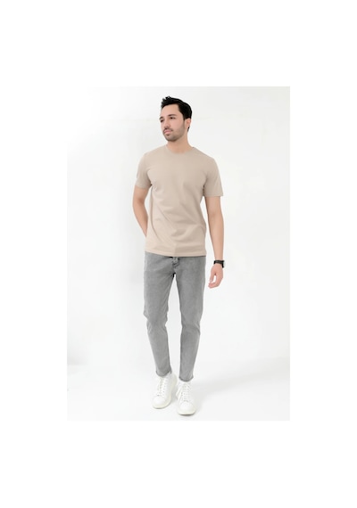 Giysa Erkek Skinny Jean Gri Kar Yıkama Düğme Kapamalı Likralı Kot Pantolon - 5602 Gri