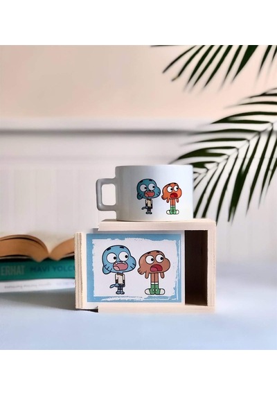 Gumball Darwin Tasarımlı Kutulu Kupa Beyaz - Çok Renkli