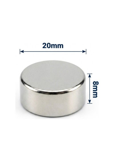 2 Adet - 20x8 Mm Neodyum Mıknatıs Neodim Magnet Yuvarlak
