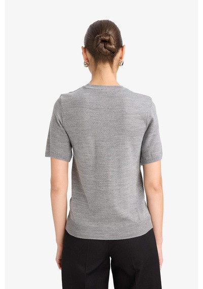 Defacto Regular Fit Bisiklet Yaka Kısa Kollu Triko Kazak E6810ax25augr456 Gri Defacto Regular Fit Bisiklet Yaka Kısa Kollu Triko Kazak E6810ax25augr456 Gri