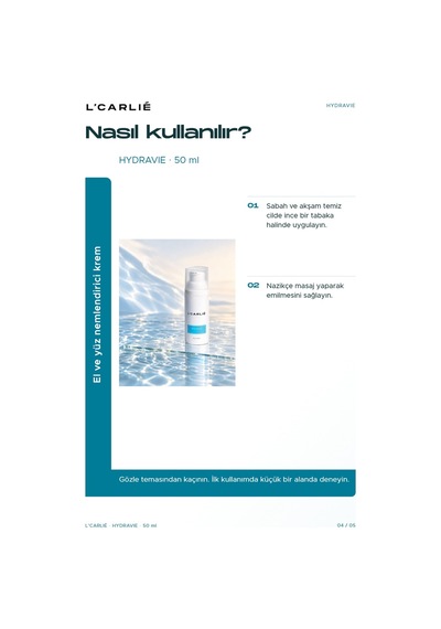 L'carlıe Hydravie Yoğun Nemlendirici Yüz Kremi Kuru Ve Hassas Ciltler 50 Ml