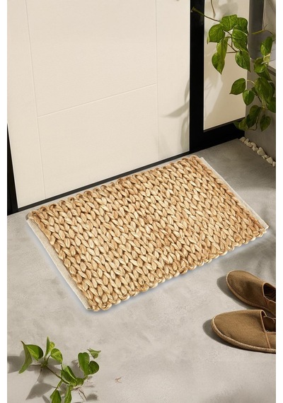 El Yapımı Örgü Jüt Hasır Lüx Kapı Önü Paspası 65 X 45 Cm Çok Renkli