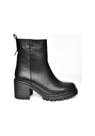 Fox Shoes R654006503 Siyah Hakiki Deri Kalın Topuklu Kadın Bot Siyah