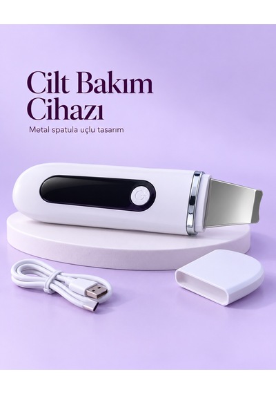 Usb Şarjlı Metal Spatula Uçlu Beyaz Yüz Ve Cilt Bakım Cihazı - Lisinya