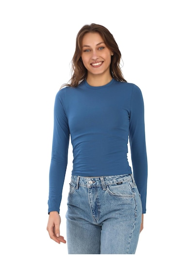 Likralı Pamuk Tişört-slim Fit -indigo Indigo