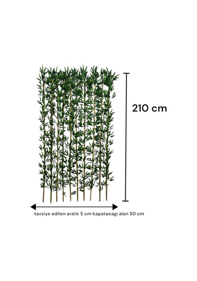 210 Cm Yapay Bambu Dogal Govde Yogun Yaprak Yeşil