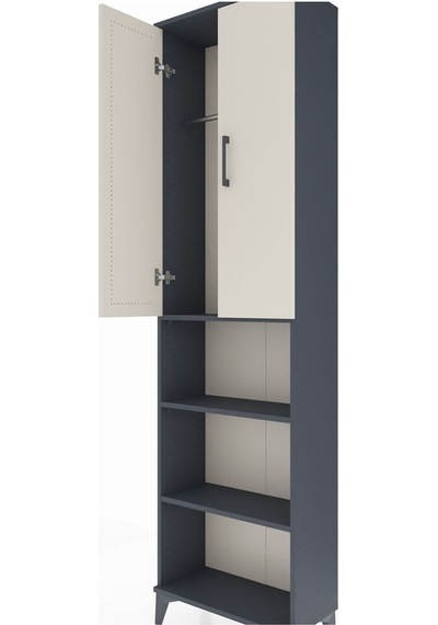 Arges Dolap 3 Raflı 2 Kapaklı Tek Askılı 60x30x221 Antrasit-aytaşı Antrasit