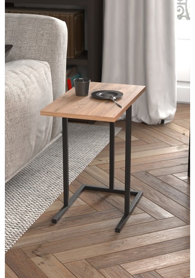 Retodesign Zigon Sehpa, Yan Sehpa 3201b Atlantik Çam - Siyah