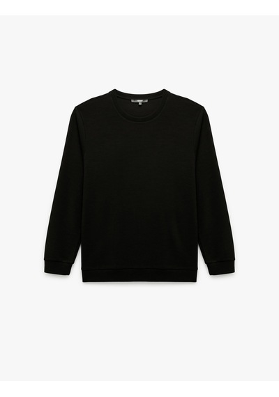 Koton Pamuklu Uzun Kollu Basic Bisiklet Yaka Sweatshirt Siyah 6wam70091mk Siyah