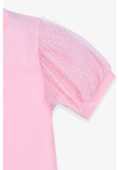 Breeze Kız Çocuk Tişört Kolları Tüllü 8-12 Yaş, Somon