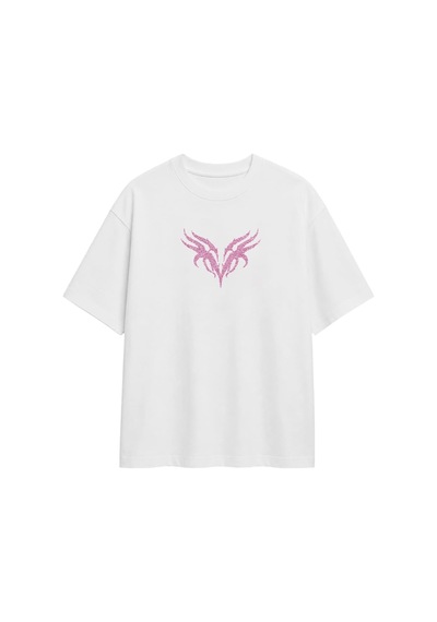 Zaee Vnm Premium Taşlı Oversize Tişört Pembe 02