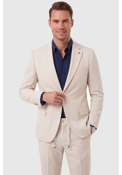 Deepsea Erkek Slim Fit Dar Kesim Çizgili Gofre Kumaş Bej Takım Elbise Tek Düğme İpli Pantolon 2602311 Deepsea Erkek Slim Fit Dar Kesim Çizgili Gofre Kumaş Bej Takım Elbise Tek Düğme İpli Pantolon 2602311