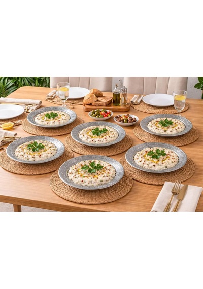 3 Adet Krom Çelik Yuvarlak Servis Tabağı, 18 Cm, Kabartma Desenli, Paslanmaz, Salata Meze Köfte Sunumu, 3 Adet Gümüş