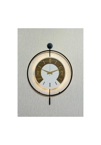 Pey Aksesuar 50x70 Cm Metal Ahşap Ve Işığın Muhteşem Uyumu Duvar Saati Dekoratif Ahşap-m54-siyah-beyaz-keçe-gold