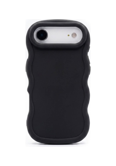 Apple iPhone 17 Air Uyumlu Dalgalı Tasarım Kamera Korumalı Mat Silikon Telefon Kılıfı-54148 Siyah