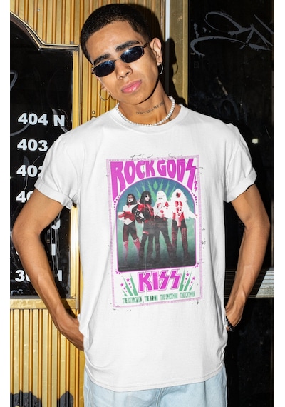 Sevbano Rock Metal Gods Efsane Müzik Grubu Kiss Baskılı Unisex Oversize T Beyaz