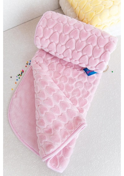 Kalpli Peluş Bebek Battaniyesi Pembe