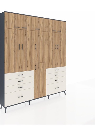 Arges Dolap 8 Raflı 8 Çekmeceli 3 Askılı 220x30x243 Antrasit-çam/aytaşı Atlas Çam/aytası Arges Dolap 8 Raflı 8 Çekmeceli 3 Askılı 220x30x243 Antrasit-çam/aytaşı Atlas Çam/aytası