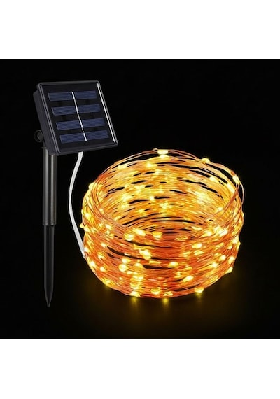 Güneş Enerjili Balkon Bahçe Peri Led 20 Metre S-20 Gün ışığı