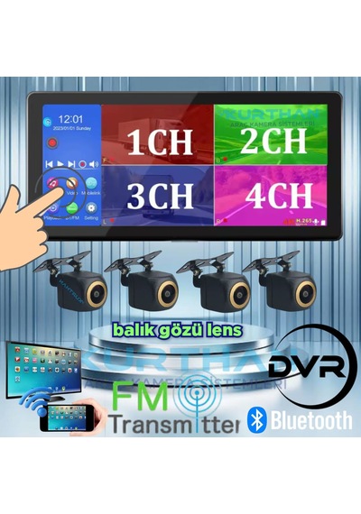 Dokunmatik Video Müzik Dvr Ekran 4 Ad 720p Ahd 170'' Kamera