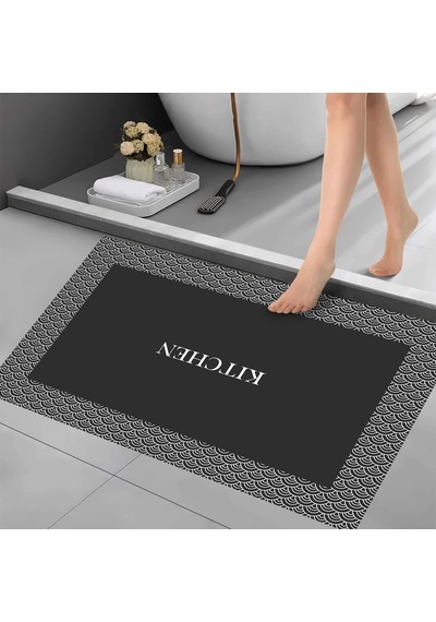 Dijital Kaymaz Yıkanabilir Banyo Mutfak Salon Paspas Halısı Trend Al4025 Antrasit