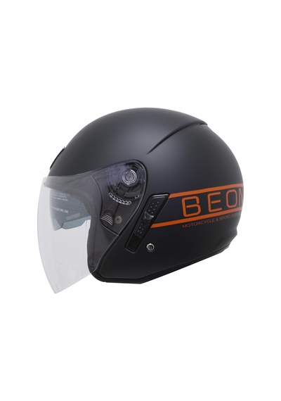 Beon B217 Çenesiz Vizörlü Açık Yazlık Kask Mat Siyah - Turuncu