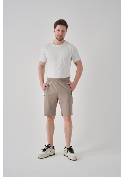 Ribey Erkek Yazlık Spor Şort Çok Cepli Tasarım Lastikli Bel Hafif Dokulu Kumaş Taş