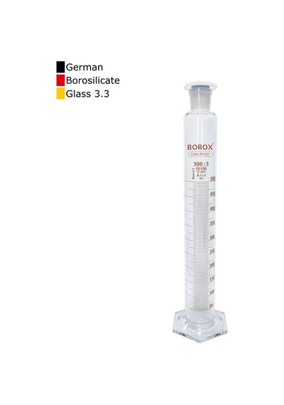 Borox Cam Çalkalamalı Mezür 500 ML Plastik Tıpalı Dereceli