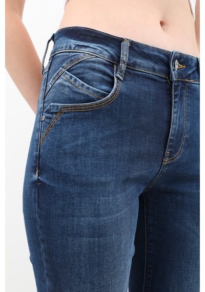 Kadın Likralı Slim Jean Pantolon Mavi 001