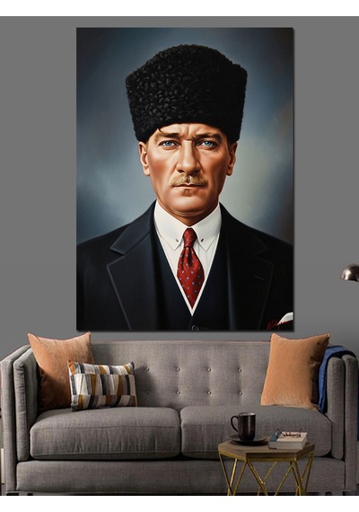 Mustafa Kemal Atatürk'ün Portresi Dekoratif Kanvas - Mdf Ahşap Tablo