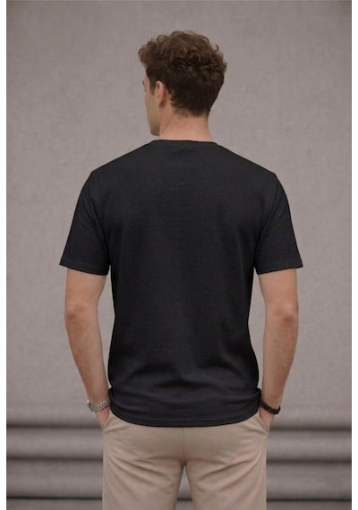 Bürke 2'li Erkek/Unisex Siyah Renk %100 Pamuk Bisiklet Yaka Basic Tişört