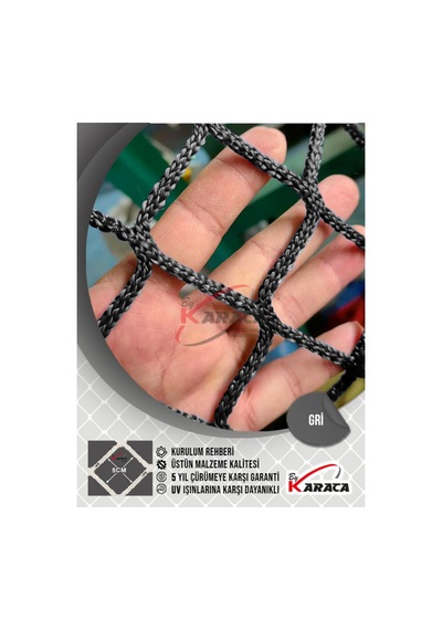 Gri Çocuk Güvenlik File 2.5x12 M 4mm Kalın İp, 5x5cm Göz Aralığı