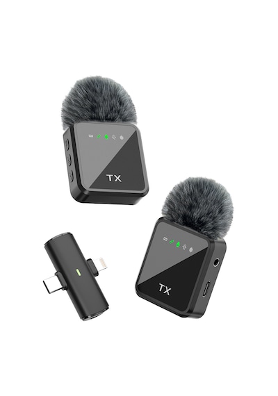 Kablosuz Tüylü Yaka Mikrofonu Apple Uyumlu iPhone Type-c Pc Tablet Video Kayıt Vlog Mikrofon Lightning Usb-c Çıkış