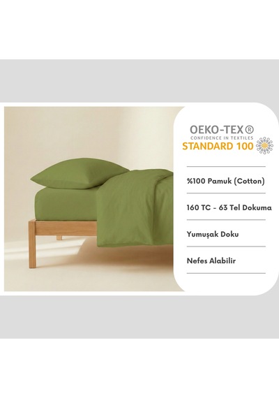 Prime Sleeks %100 Pamuk Yastık Kılıfı 2 Adet - Ceviz Yeşili - 50x70cm Yeşil