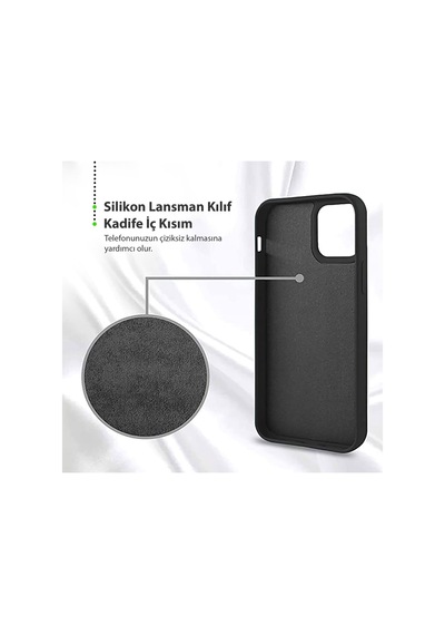 Apple iPhone Uyumlu 13 / 14 Içi Kadife Yumuşak Soft Renkli Silikon Lansman Telefon Kılıfı iPhone Uyumlu 14 Siyah