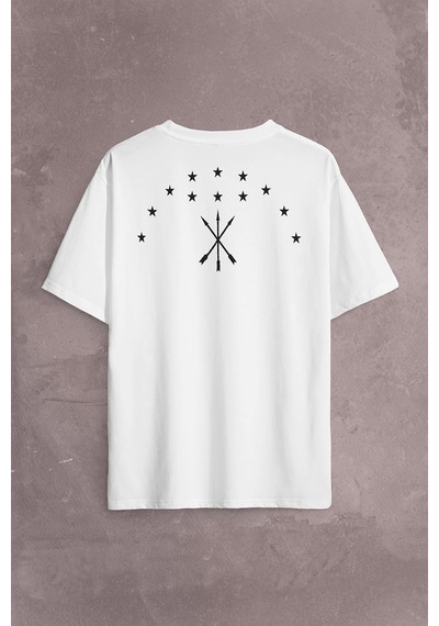 Adige Çerkes Bayrağı Adygea Circassian Flag Sırt Ön Baskılı Oversize Tişört Unisex T-shirt 001