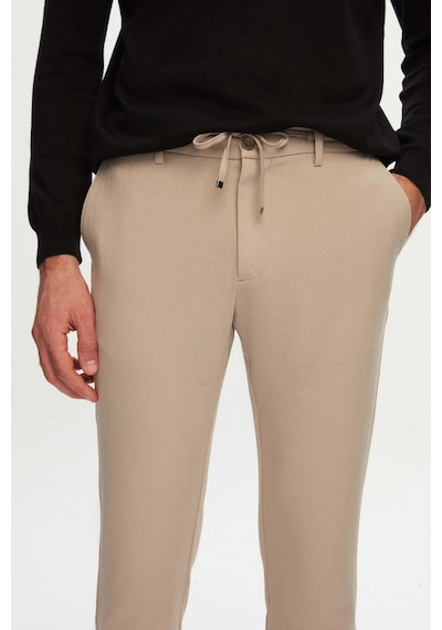 D's Damat Ds Damat Slim Fit Bej Beli Lastikli Bağcıklı Fermuarlı Likralı Rahat Jogger Pantolon 2HC03ORTJGR01 Bej